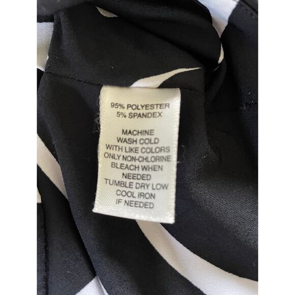 White House Black Market Dress Sz M Geometric Black White Red Sleeveless Stretch - Picture 7 of 7